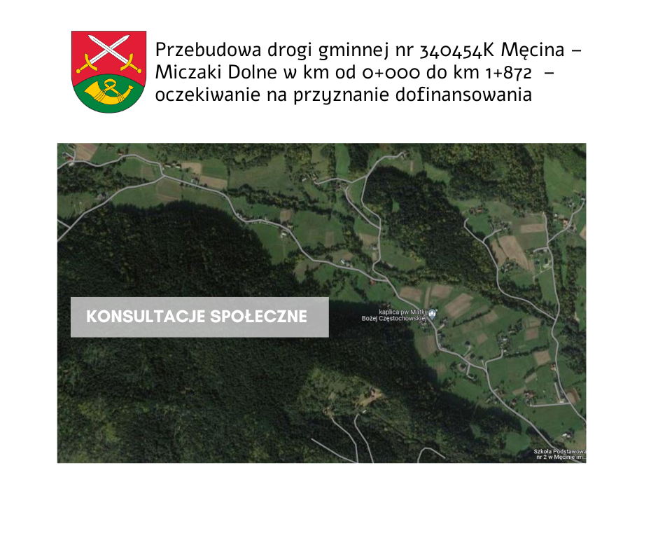Konsultacje społeczne w sprawie przebudowy drogi gminnej nr 340454K Męcina – Miczaki Dolne - zdjęcie główne