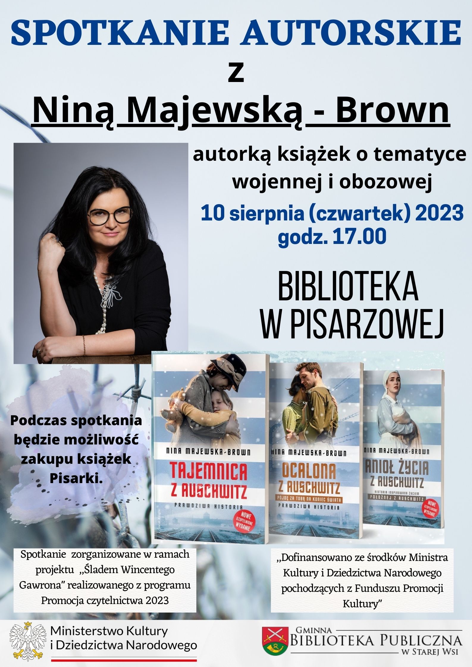 Spotkanie autorskie z Nina Majewską-Brown w Gminnej Bibliotece w Pisarzowej - zdjęcie główne
