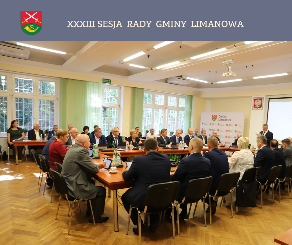 Zaproszenie na XXXIII Sesję Rady Gminy Limanowa-7 grudnia 2023 - zdjęcie główne