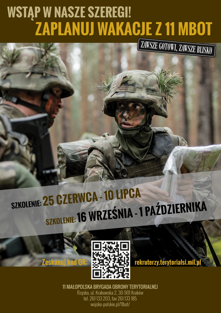 Zaproszenie na wakacje z 11 Małopolską Brygadą Obrony Terytorialnej - zdjęcie główne