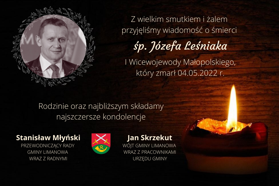 Kondolencje z powodu śmierci Józefa Leśniaka - I Wicewojewody Małopolskiego - zdjęcie główne